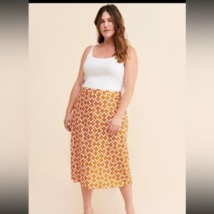 Hutch Anthropologie Mod Geo Slip Skirt Brown and White 0